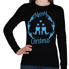 PRINTFASHION meowy blue - Női hosszú ujjú póló - Fekete