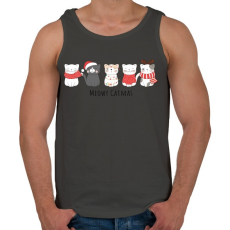 PRINTFASHION Meowy Catmas - Cicák - Férfi atléta - Sötétszürke