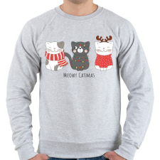PRINTFASHION Meowy Catmas - Férfi pulóver - Sport szürke férfi pulóver, kardigán