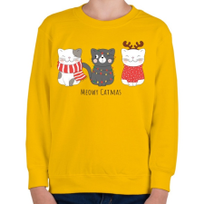 PRINTFASHION Meowy Catmas - Gyerek pulóver - Sárga gyerek pulóver, kardigán