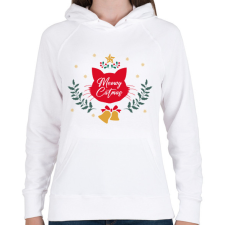 PRINTFASHION Meowy Catmas - Női kapucnis pulóver - Fehér női pulóver, kardigán