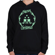 PRINTFASHION meowy green - Gyerek kapucnis pulóver - Fekete gyerek pulóver, kardigán