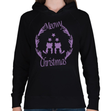 PRINTFASHION meowy purple - Női kapucnis pulóver - Fekete