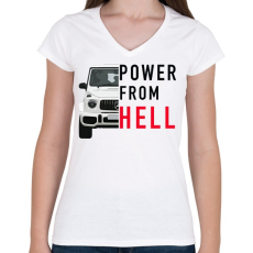 PRINTFASHION Mercedes G - Női V-nyakú póló - Fehér