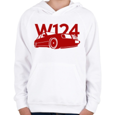 PRINTFASHION Mercedes w124 - Gyerek kapucnis pulóver - Fehér
