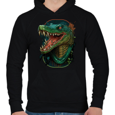 PRINTFASHION Mérges krokodil - Férfi kapucnis pulóver - Fekete férfi pulóver, kardigán