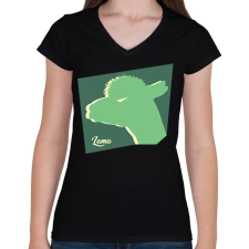 PRINTFASHION Mérges láma - Női V-nyakú póló - Fekete női póló