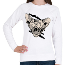 PRINTFASHION Mérges macska - Női pulóver - Fehér női pulóver, kardigán