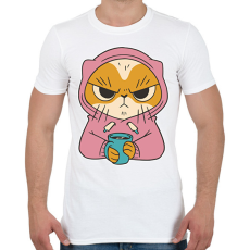 PRINTFASHION Mérges reggeli cica - Férfi póló - Fehér