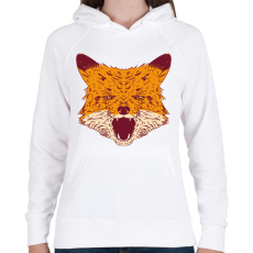 PRINTFASHION Mérges róka - Női kapucnis pulóver - Fehér