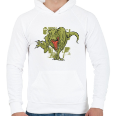 PRINTFASHION Mérges T-rex - Férfi kapucnis pulóver - Fehér