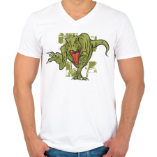 PRINTFASHION Mérges T-rex - Férfi V-nyakú póló - Fehér férfi póló