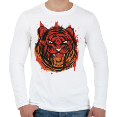 PRINTFASHION Mérges tigris - Férfi hosszú ujjú póló - Fehér