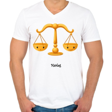 PRINTFASHION Mérleg - Férfi V-nyakú póló - Fehér