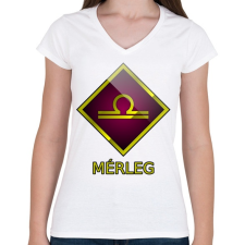 PRINTFASHION Mérleg - Női V-nyakú póló - Fehér női póló