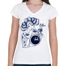 PRINTFASHION mérleg - Női V-nyakú póló - Fehér női póló