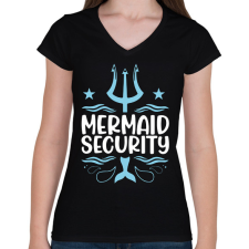PRINTFASHION Mermaid security - Női V-nyakú póló - Fekete női póló