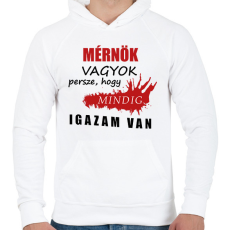 PRINTFASHION Mérnök vagyok... - Férfi kapucnis pulóver - Fehér