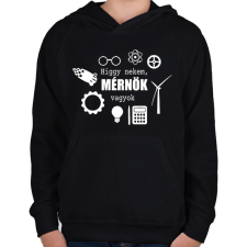 PRINTFASHION Mérnök vagyok - Gyerek kapucnis pulóver - Fekete gyerek pulóver, kardigán