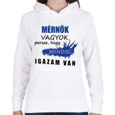 PRINTFASHION Mérnök vagyok... - Női kapucnis pulóver - Fehér