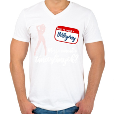 PRINTFASHION Merre vannak a táncoslányok? - Férfi V-nyakú póló - Fehér