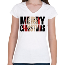 PRINTFASHION MERRY CHRISTMAS - A nagy pénzrablás - Női V-nyakú póló - Fehér női póló