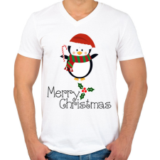 PRINTFASHION Merry Christmas - Férfi V-nyakú póló - Fehér férfi póló