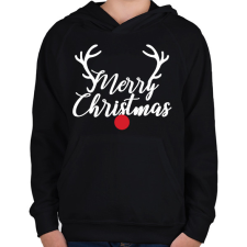 PRINTFASHION Merry Christmas - Rudolph - Gyerek kapucnis pulóver - Fekete gyerek pulóver, kardigán