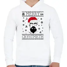 PRINTFASHION merry crystmeth - Férfi kapucnis pulóver - Fehér
