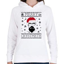 PRINTFASHION merry crystmeth - Női kapucnis pulóver - Fehér női pulóver, kardigán