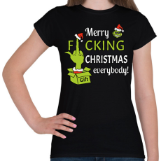 PRINTFASHION Merry f.cking christmas - Női póló - Fekete
