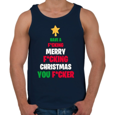 PRINTFASHION Merry Fcking Christmas Tree - Férfi atléta - Sötétkék