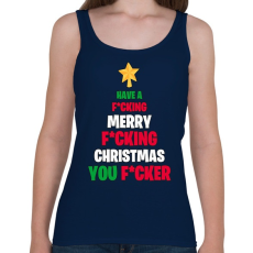 PRINTFASHION Merry Fcking Christmas Tree - Női atléta - Sötétkék