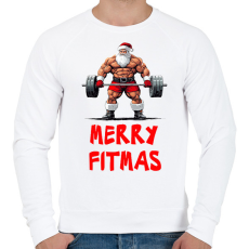 PRINTFASHION Merry Fitmas - Férfi pulóver - Fehér