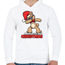 PRINTFASHION MERRY FUCKING CHRISTMAS - Férfi kapucnis pulóver - Fehér