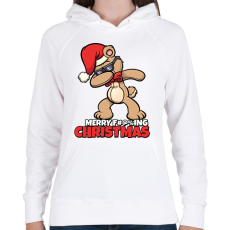 PRINTFASHION MERRY FUCKING CHRISTMAS - Női kapucnis pulóver - Fehér