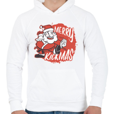 PRINTFASHION Merry Kickmas - Férfi kapucnis pulóver - Fehér