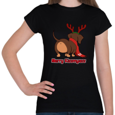 PRINTFASHION Merry Kiss my ass tacskó - Női póló - Fekete női póló