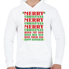PRINTFASHION Merry Kissmy*ss - Férfi kapucnis pulóver - Fehér