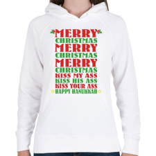 PRINTFASHION Merry Kissmy*ss - Női kapucnis pulóver - Fehér női pulóver, kardigán