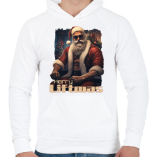 PRINTFASHION Merry Liftmas - Férfi kapucnis pulóver - Fehér férfi pulóver, kardigán
