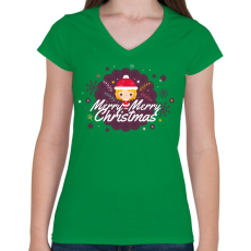 PRINTFASHION Merry Merry Christmas! - Női V-nyakú póló - Zöld