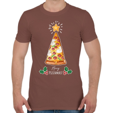 PRINTFASHION Merry Pizzamas fehér - Férfi póló - Mogyoróbarna férfi póló