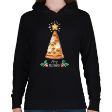 PRINTFASHION Merry Pizzamas fehér - Női kapucnis pulóver - Fekete