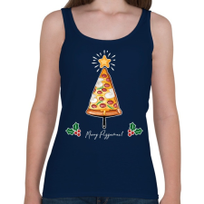 PRINTFASHION Merry Pizzamas pizzalapáttal fehér - Női atléta - Sötétkék női trikó