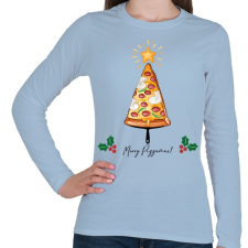 PRINTFASHION Merry Pizzamas pizzalapáttal - Női hosszú ujjú póló - Világoskék női póló