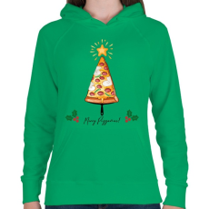 PRINTFASHION Merry Pizzamas pizzalapáttal - Női kapucnis pulóver - Zöld