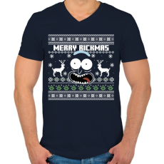 PRINTFASHION Merry Rickmas - fehér - Férfi V-nyakú póló - Sötétkék