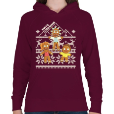 PRINTFASHION Merry Rickmas mézeskalács - Női kapucnis pulóver - Bordó