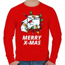 PRINTFASHION MERRY X-MAS 3 - Férfi pulóver - Piros férfi pulóver, kardigán